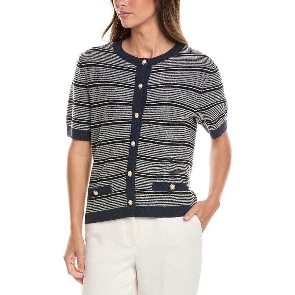 St. John Womens Wool-Blend Cardigan, Navy